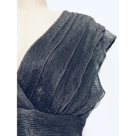 NEW Max Edition Womens Large Knit Ruffle Top V-Neck Lined Cap Sleeve - Picture 2 of 5